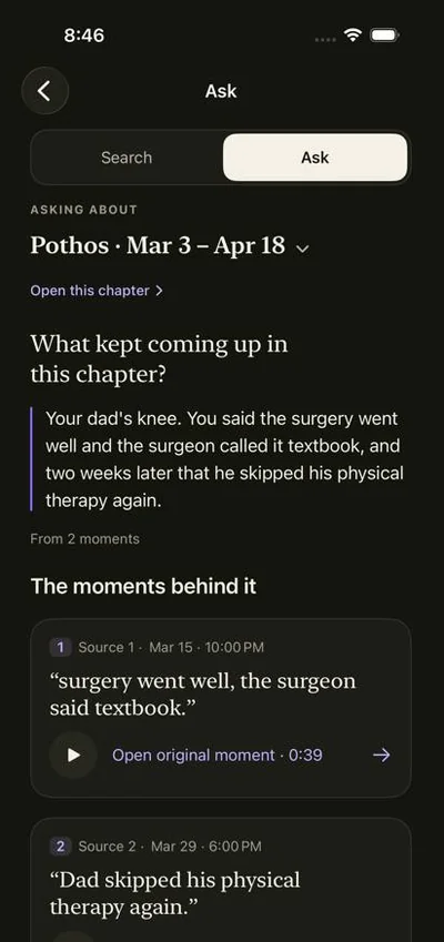 Ask answer citing exact moments